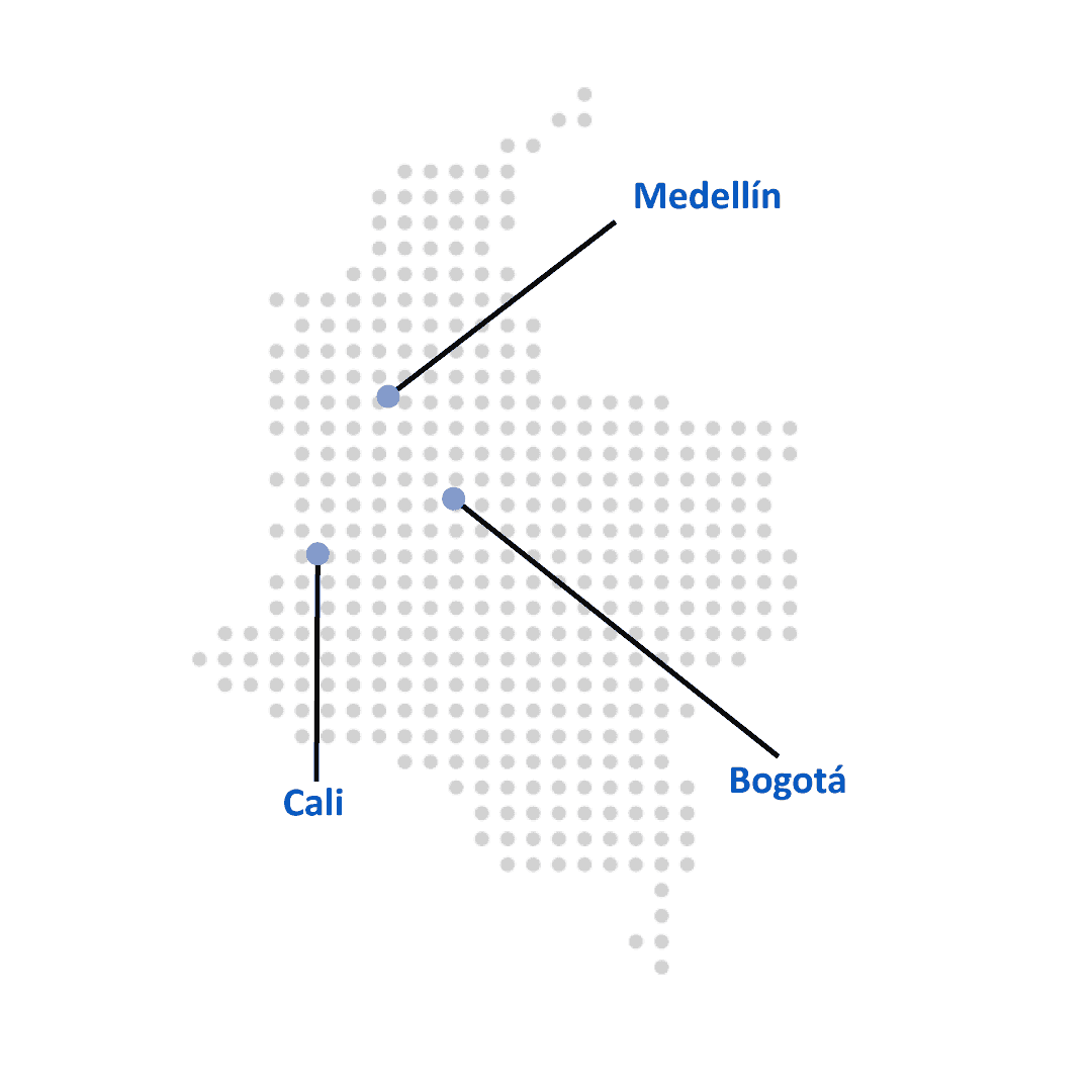 Mapa de cobertura de avalúos en línea